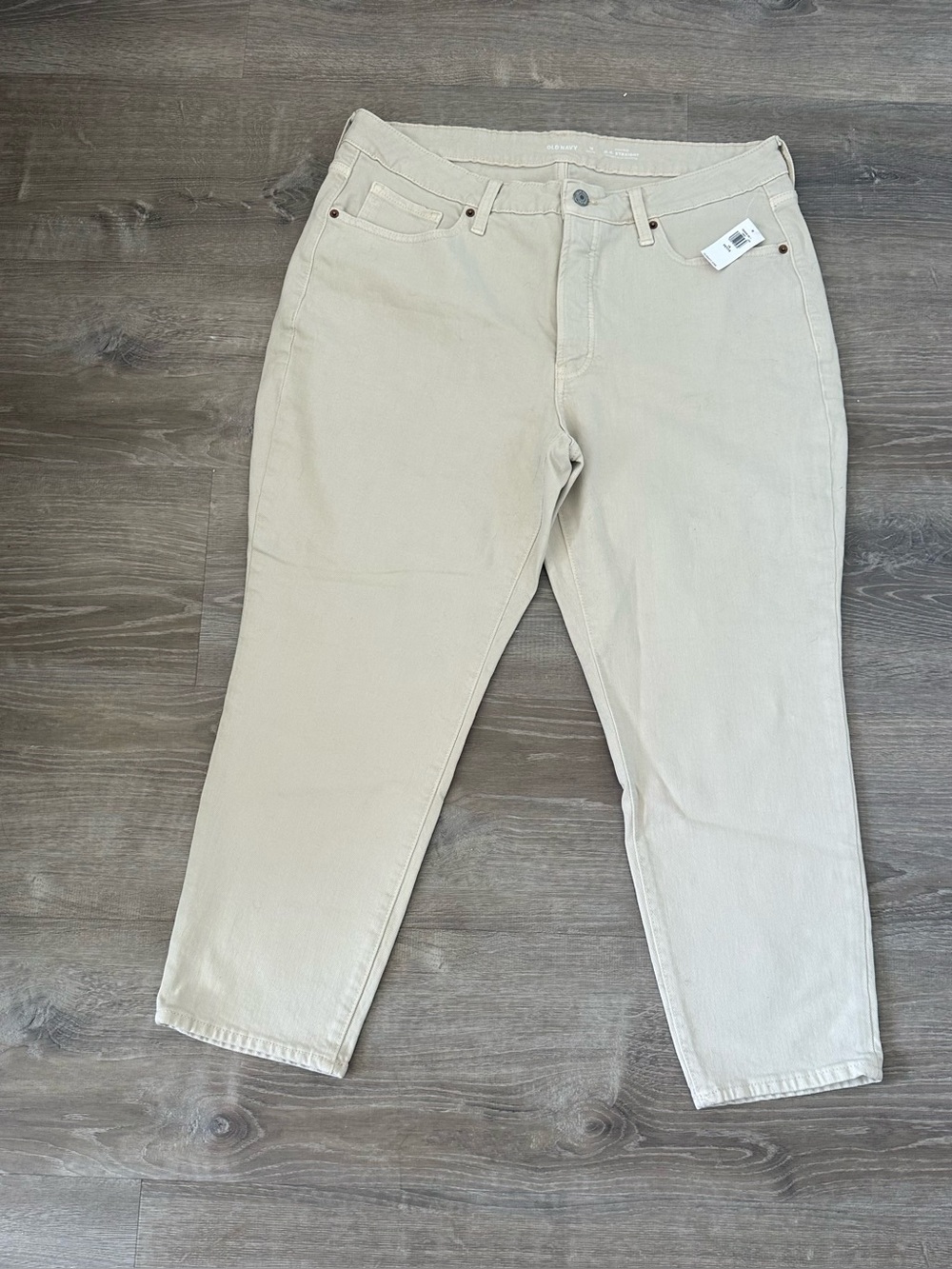 Old Navy High-Rise O.G. Straight Jeans - Beige/Khaki - Size 16 Petite NWT